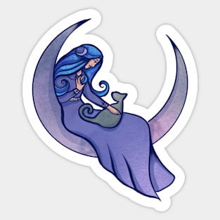 Cat Moon Goddess Sticker